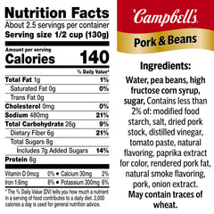 Campbell's Pork and Beans with logo visible in serving dish for fast sides