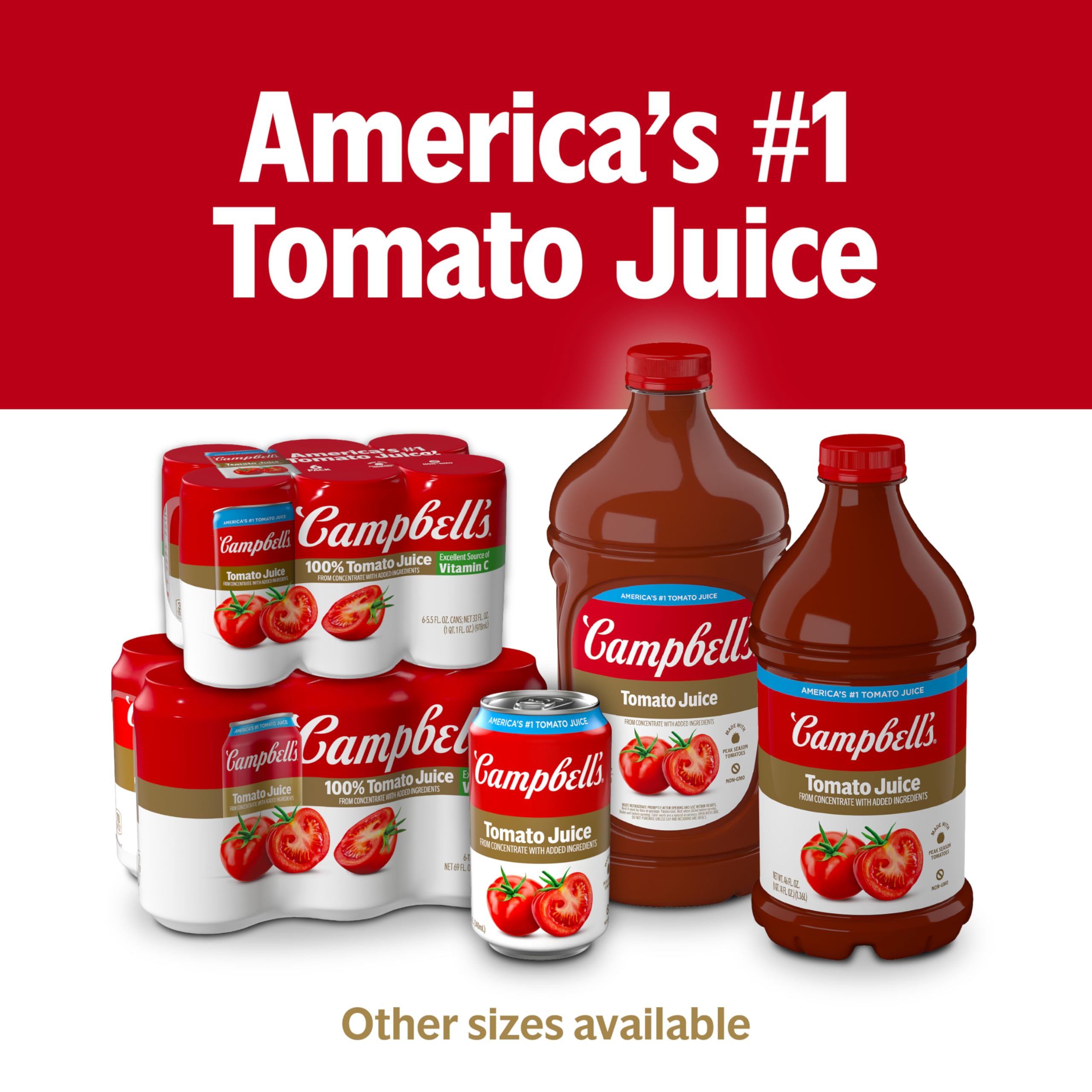 Single-serve Campbell's tomato juice cans travel-ready for on-the-go