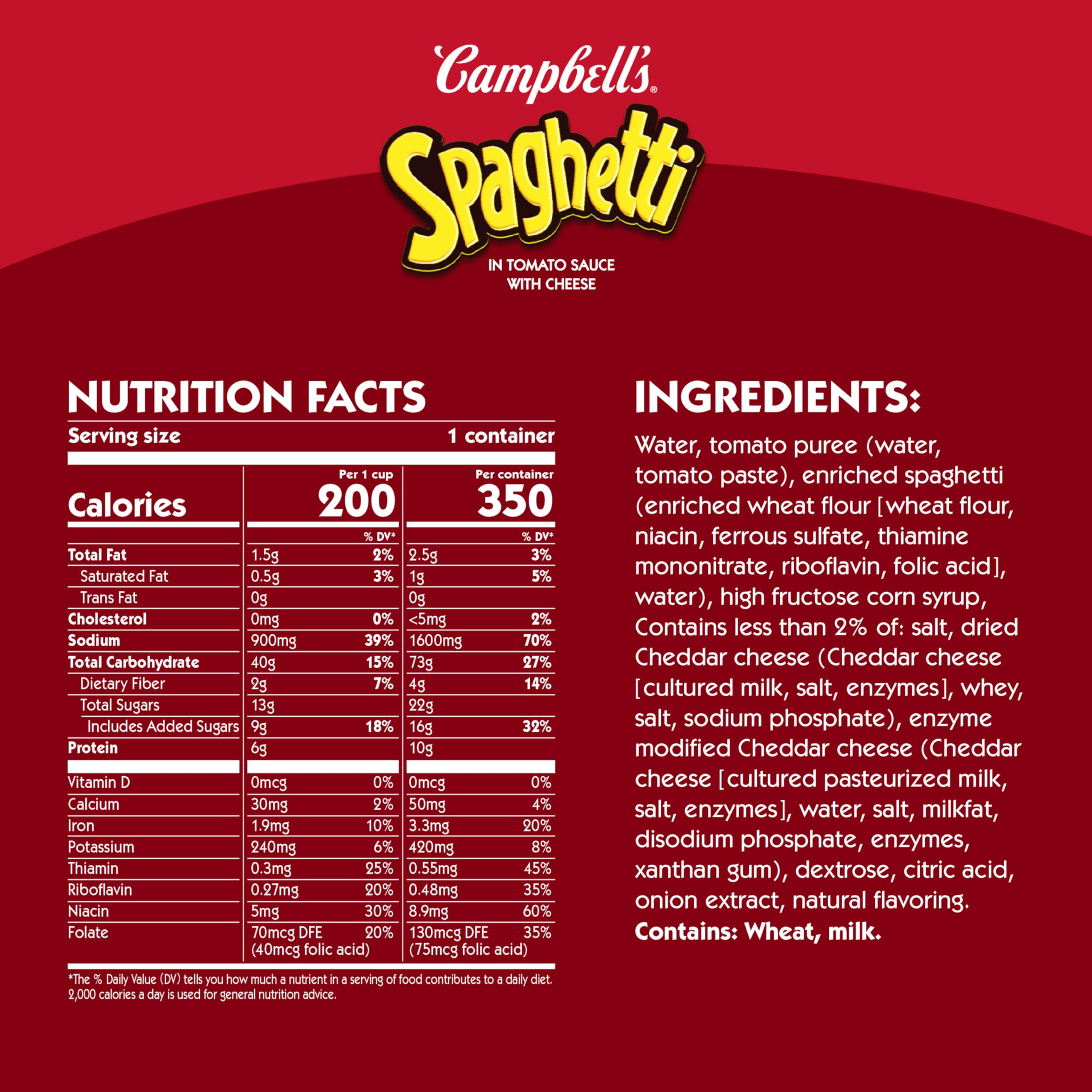 Campbell's Spaghetti can pantry pack stored for easy, ready-to-heat meals