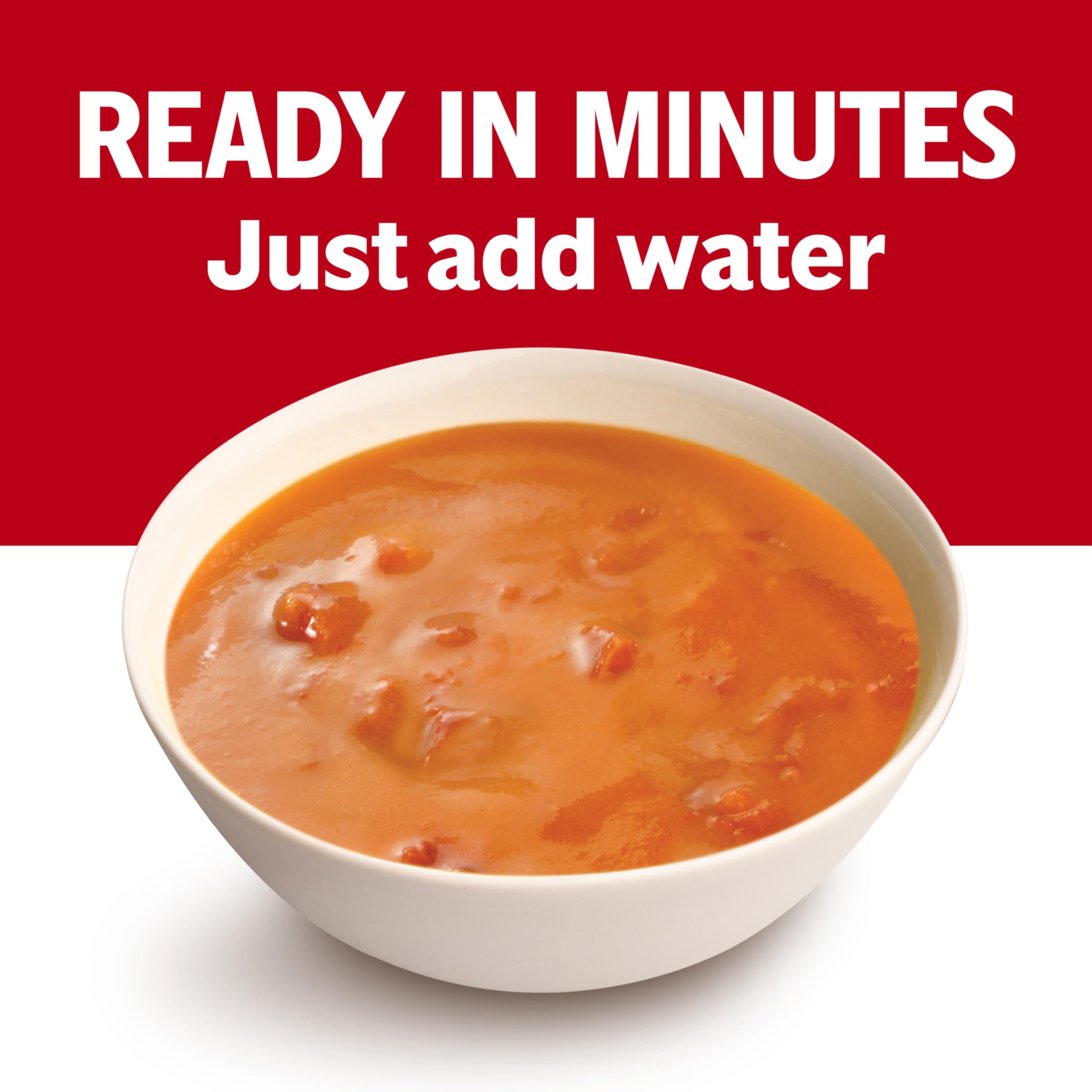 Campbell's Tomato Bisque with oyster crackers, classic comforting pairing