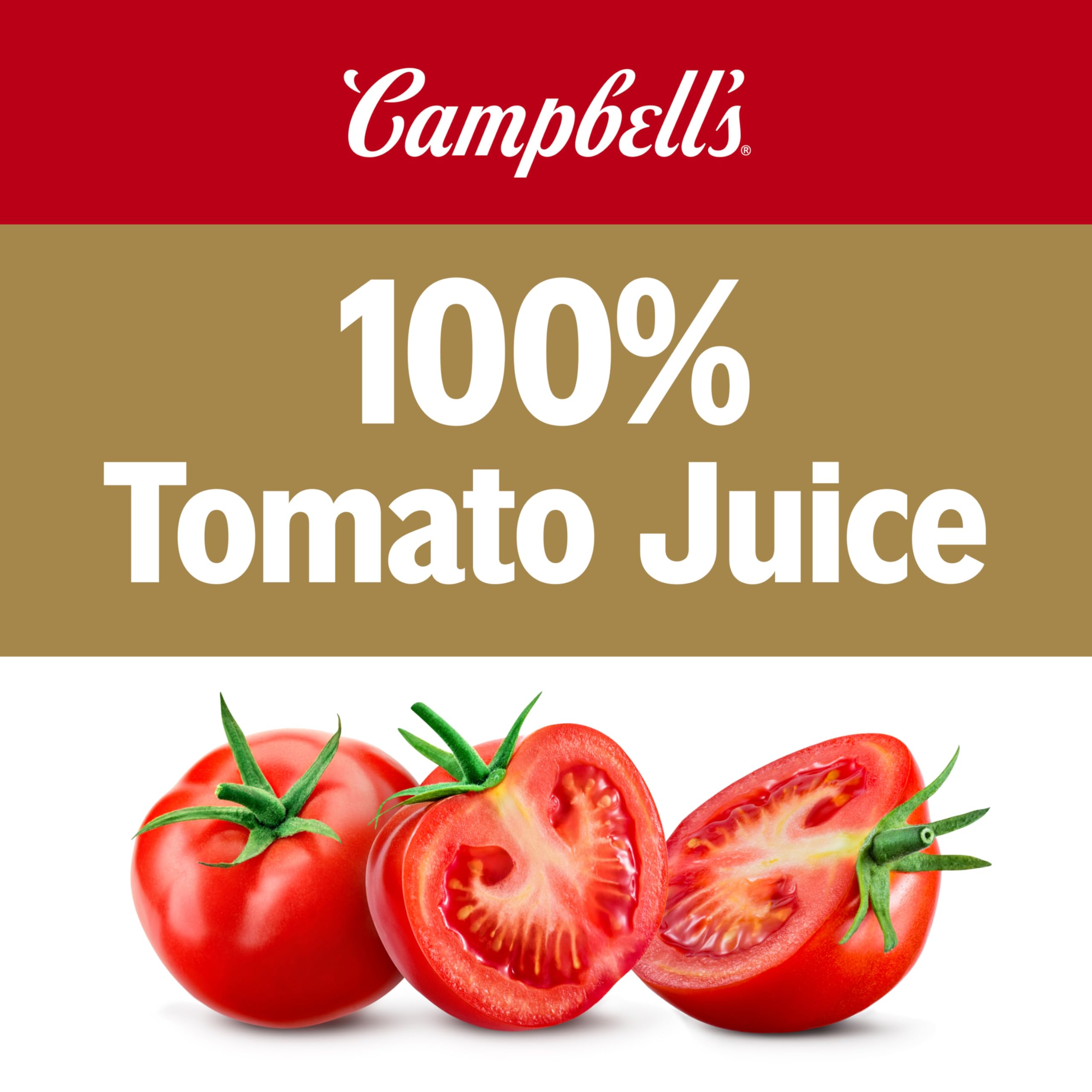 Pouring Campbell's tomato juice into a glass over ice for refreshment