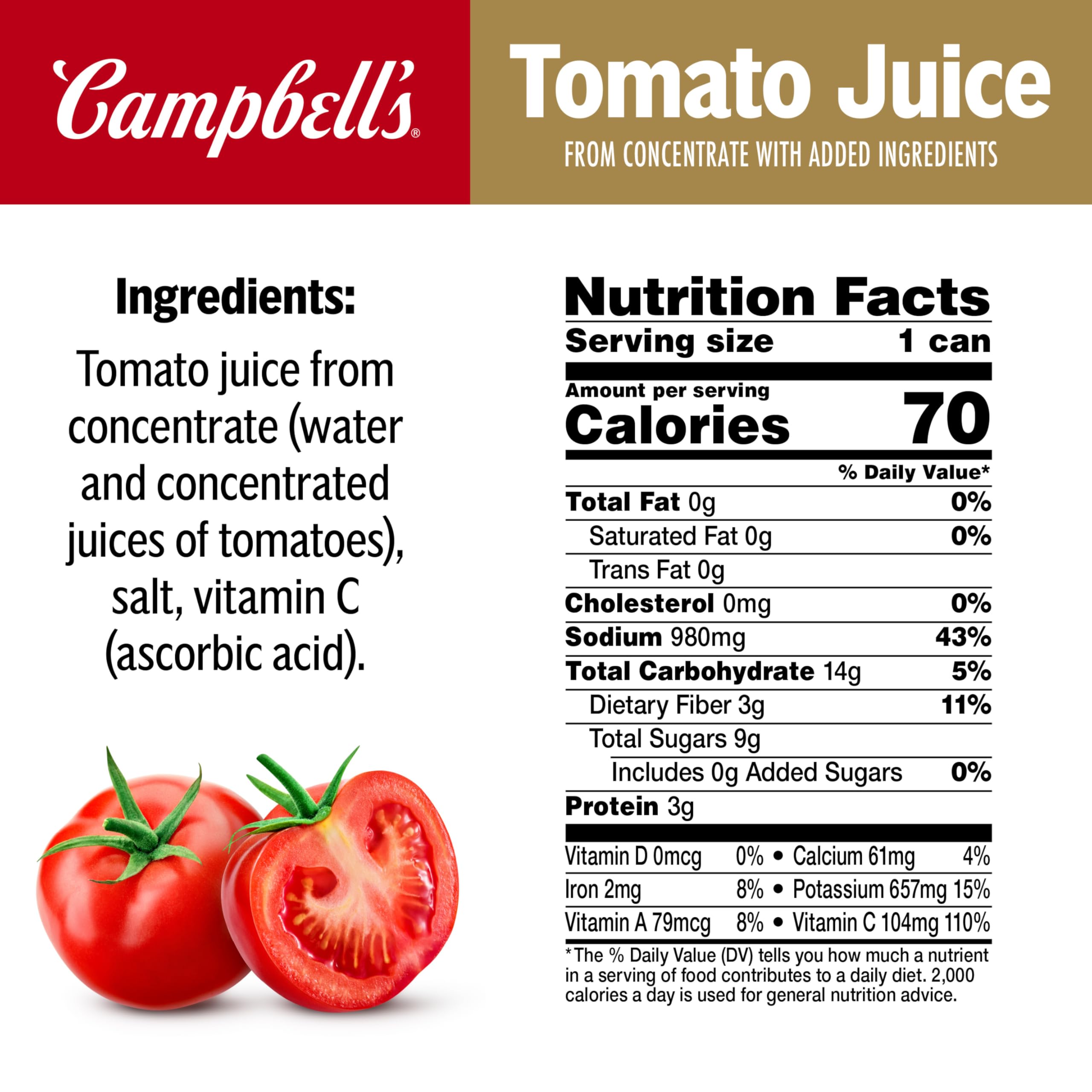 Campbell's tomato juice poured over ice with lime, a crisp on-the-spot sip.