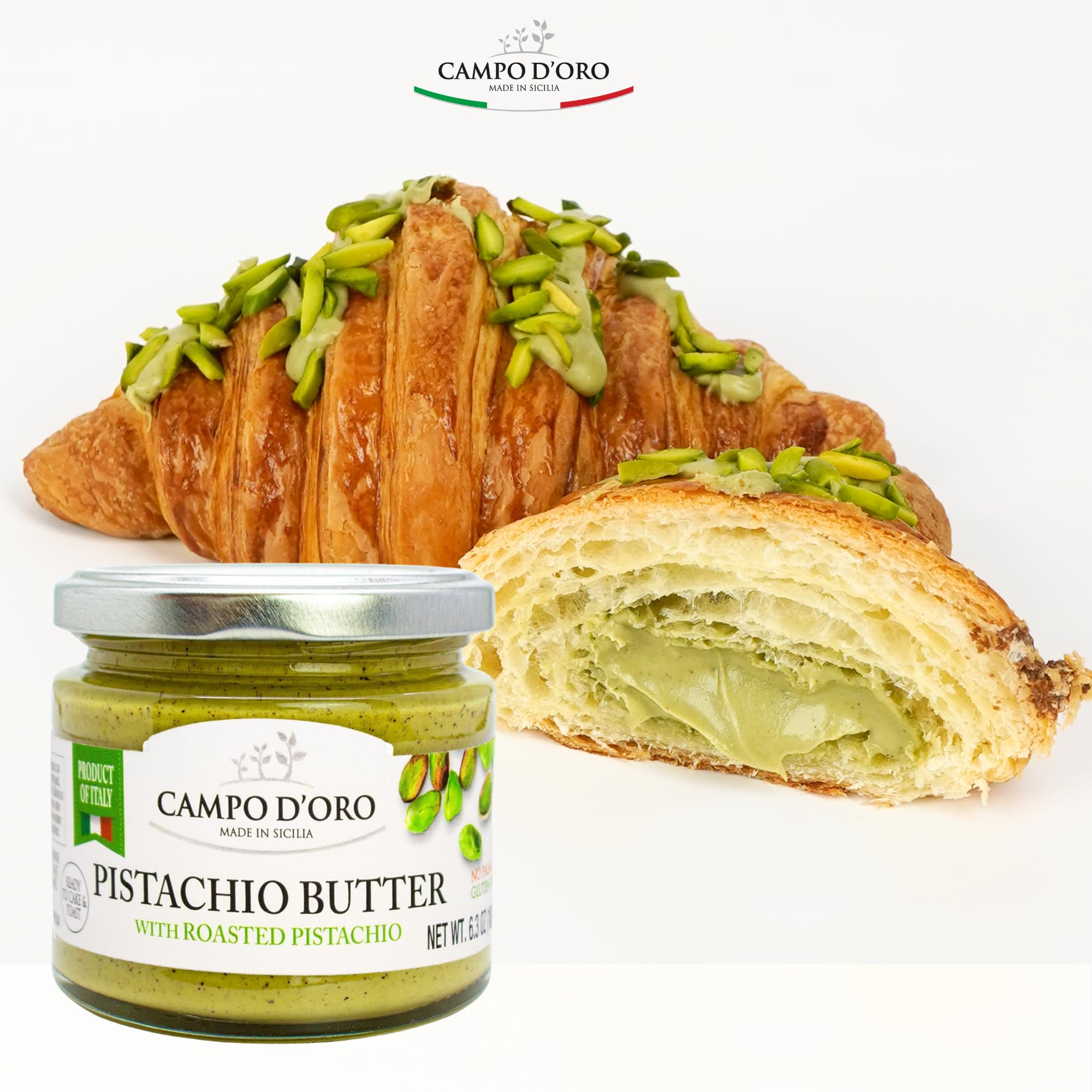 CAMPO D'ORO Pistachio Butter as ice cream topping.