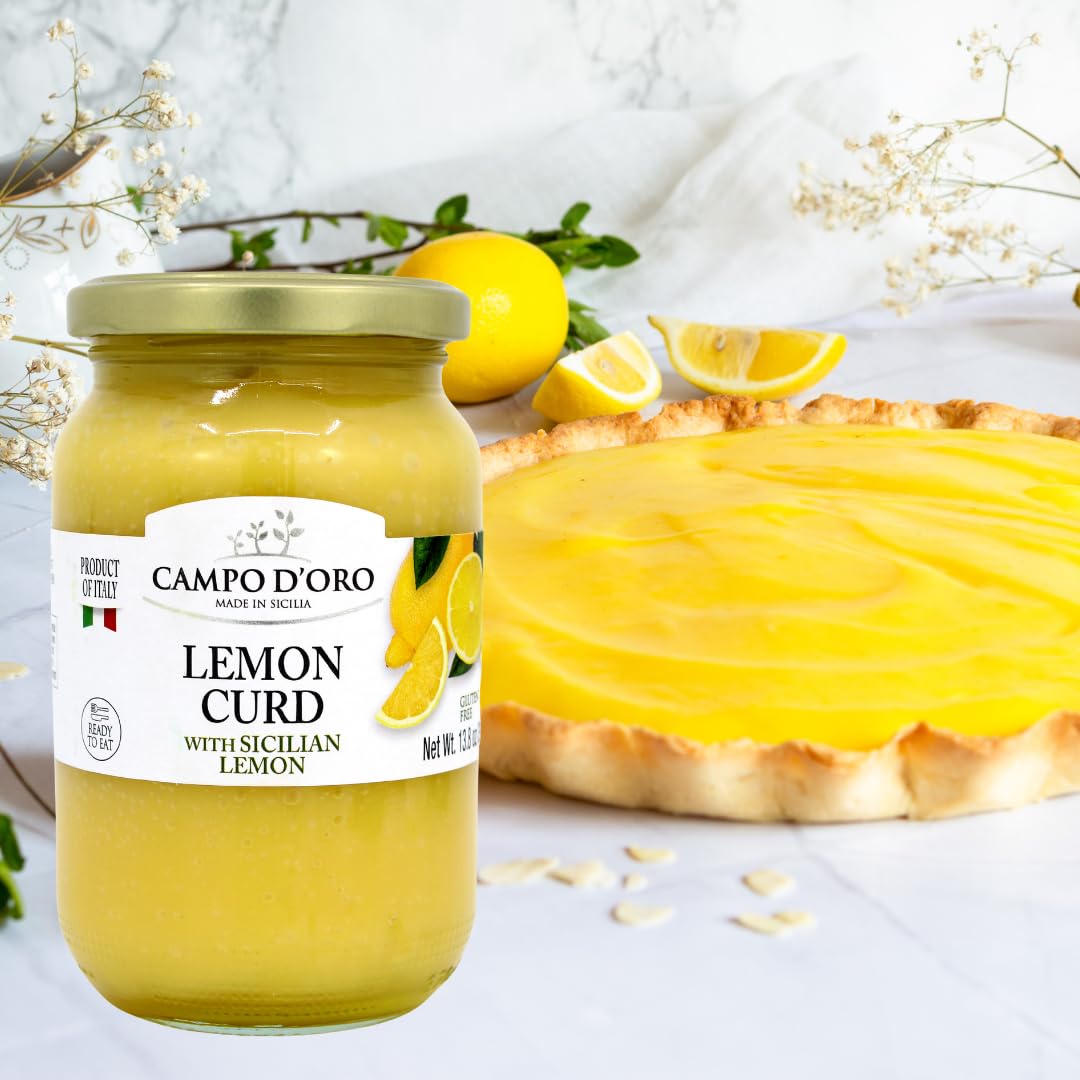 CAMPO D'ORO ingredients label highlights lemon eggs and butter in curd