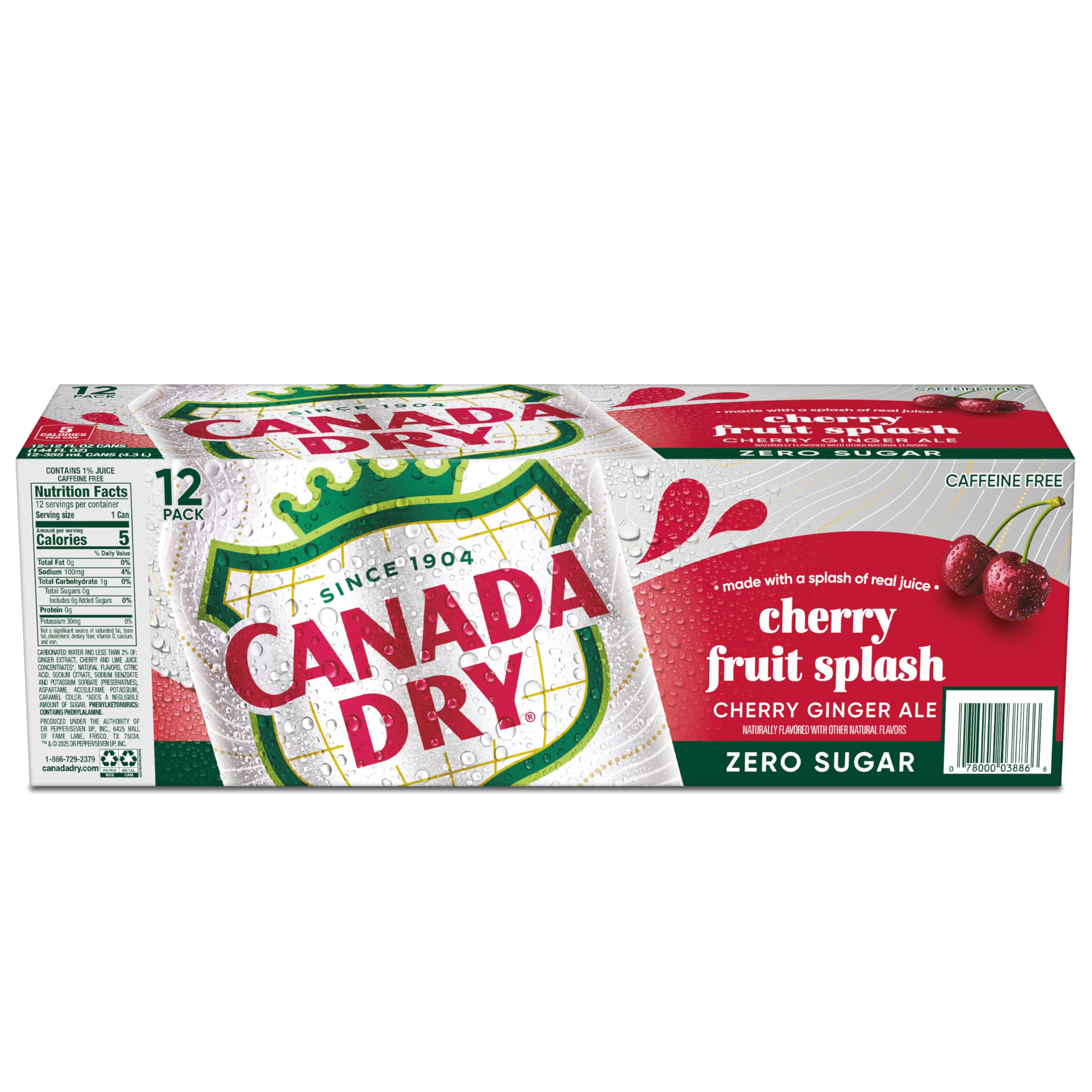 Canada Dry Fruit Splash Cherry Ginger Ale bottle on a kitchen table.