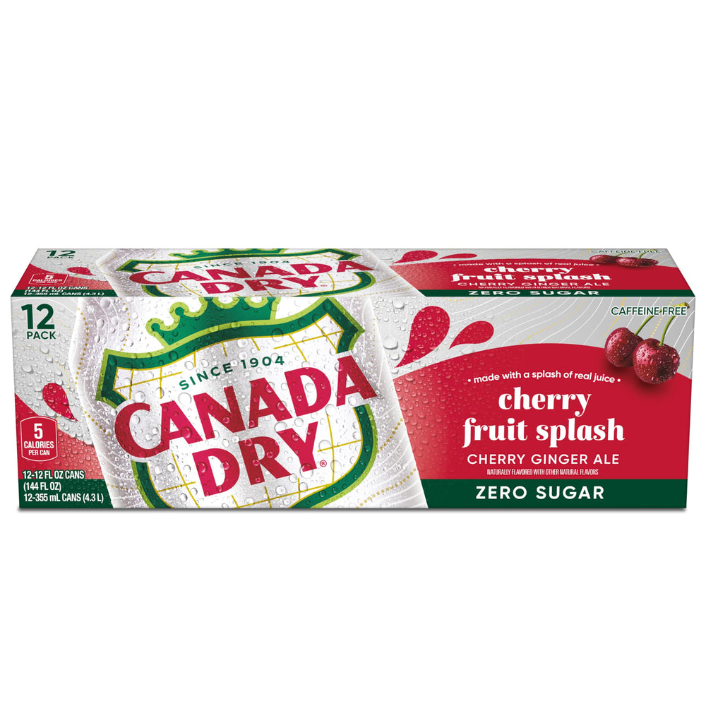 Canada Dry Fruit Splash Cherry Ginger Ale 12oz pack ready to enjoy.