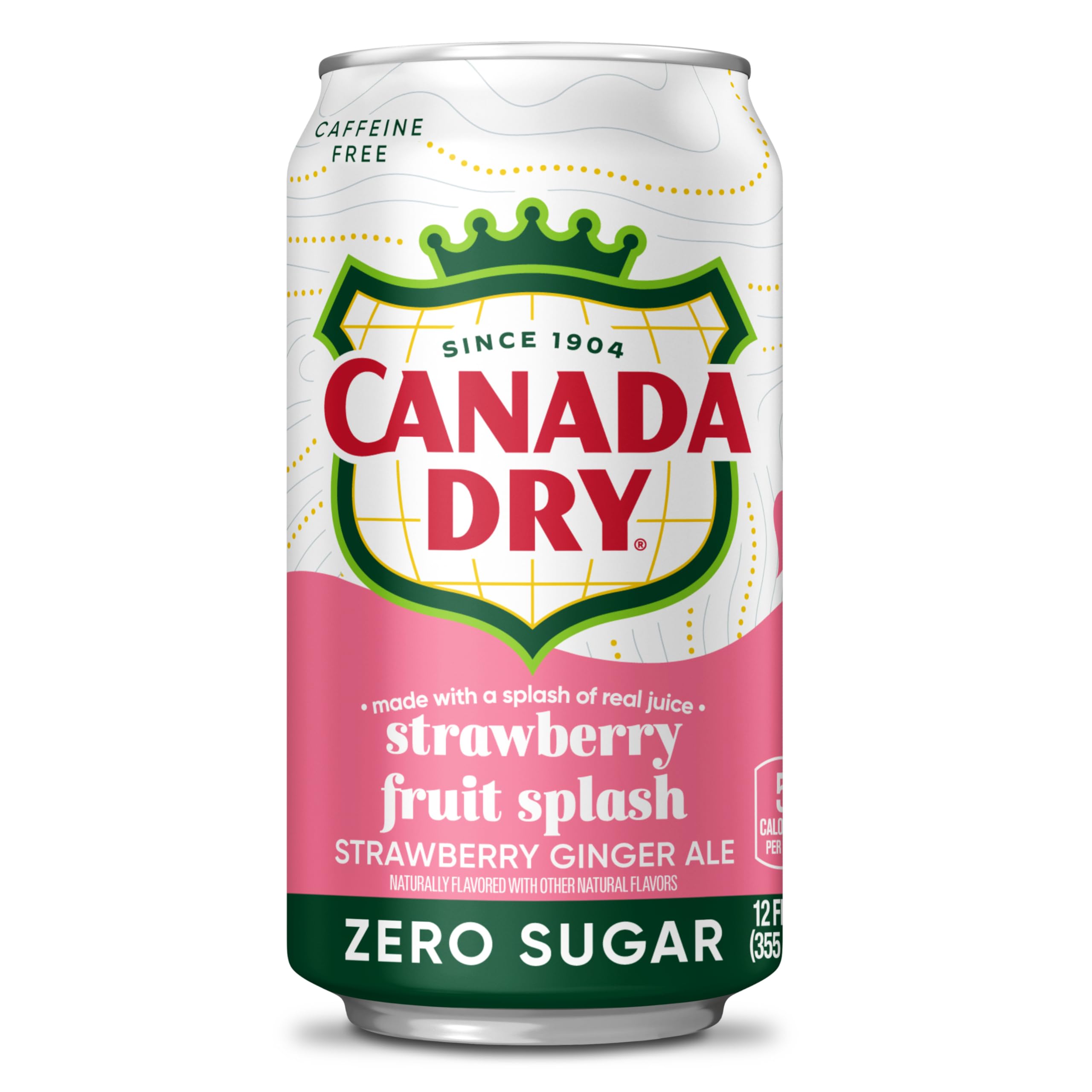 Glass of Canada Dry Fruit Splash with strawberry-ginger aroma on display.