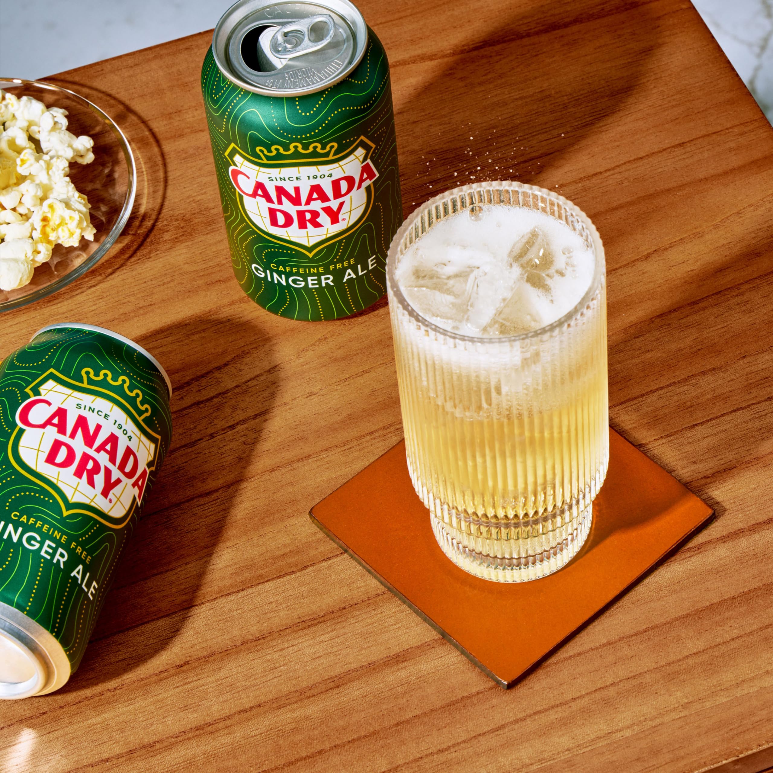 Canada Dry Ginger Ale can is caffeine-free, offering a flexible anytime treat