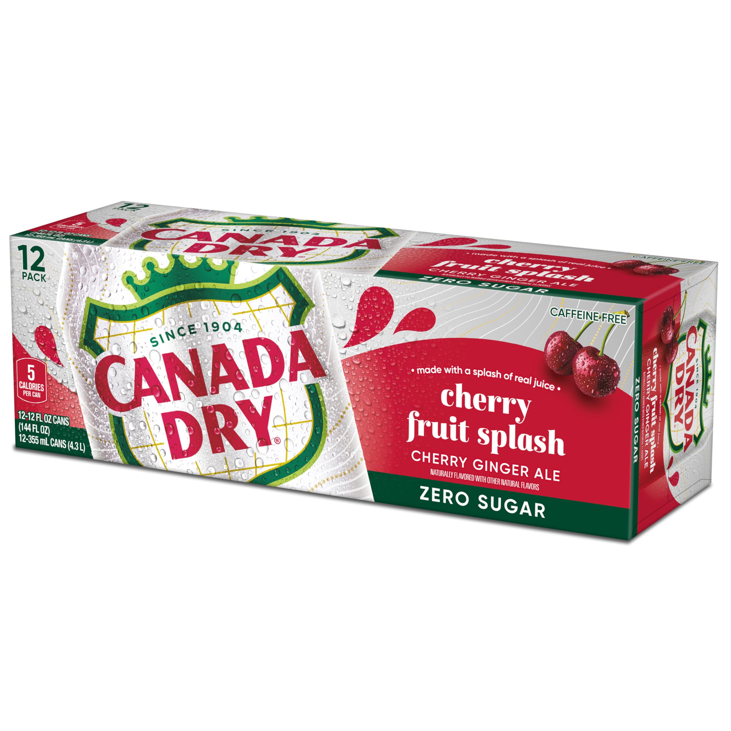 Canada Dry Zero Sugar Cherry Ginger Ale can shows clean ingredients.