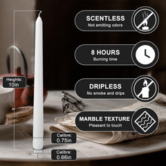 candlesee white 10inch taper unscented candle keeps spaces fragrance-free.