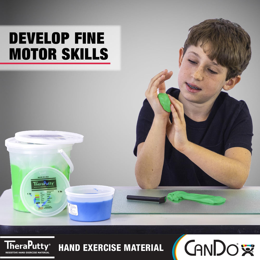 CanDo TheraPutty Plus color-coded resistance levels guide customized workouts.
