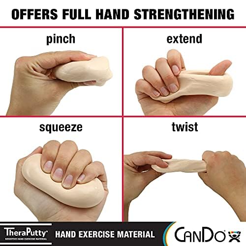 CanDo Theraputty Plus green antimicrobial formula helps maintain cleanliness.