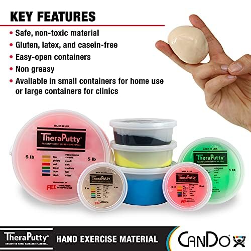 CanDo Theraputty Plus green non-toxic latex-free material for safe use.