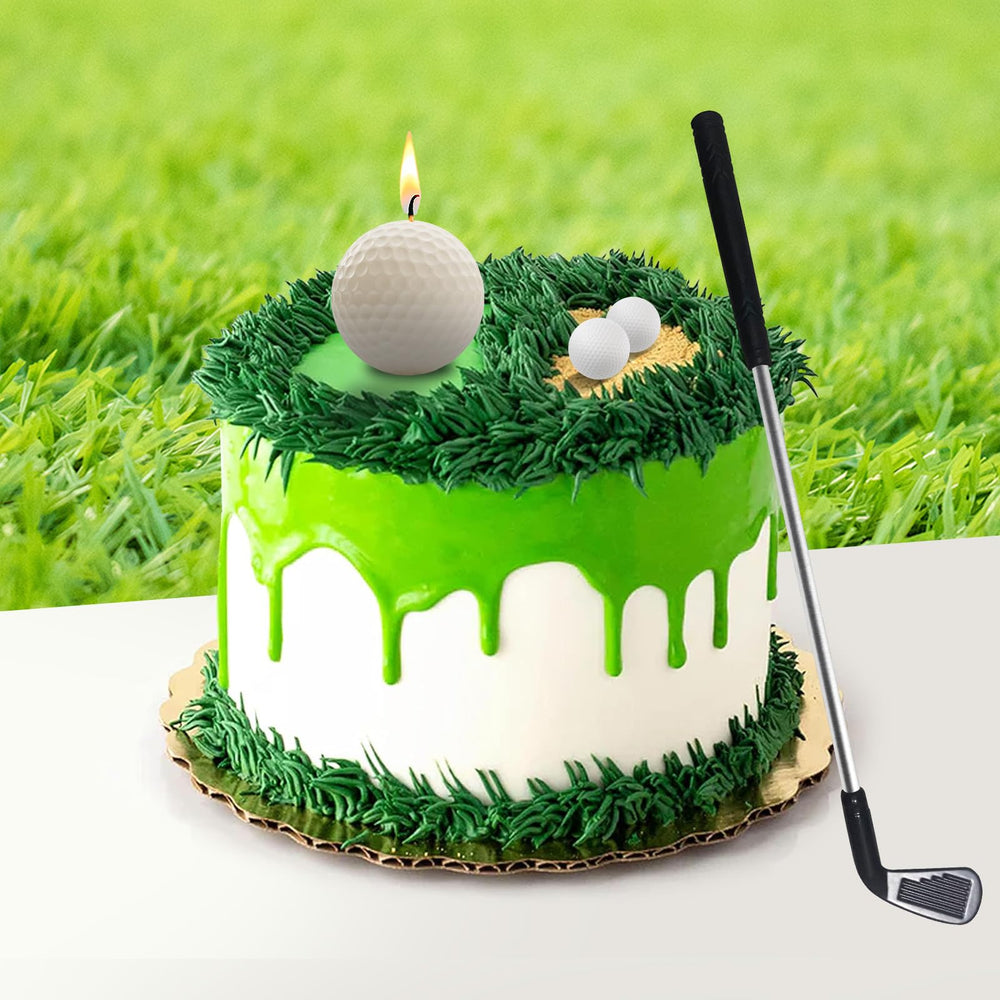 Candoll golf ball candle closeup showing smooth wax and bright flame