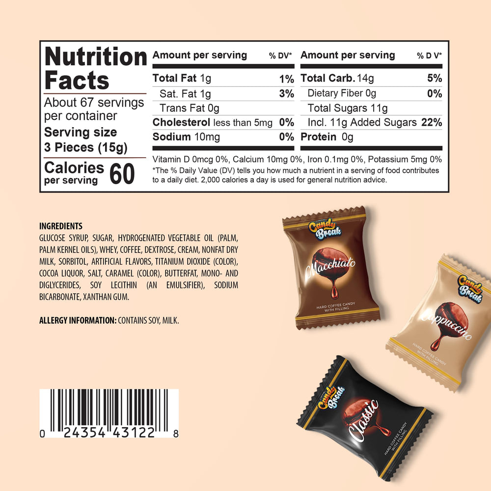 Candy Break Coffee Drops Espresso Twist showcases rich coffee aroma in a convenient snack.