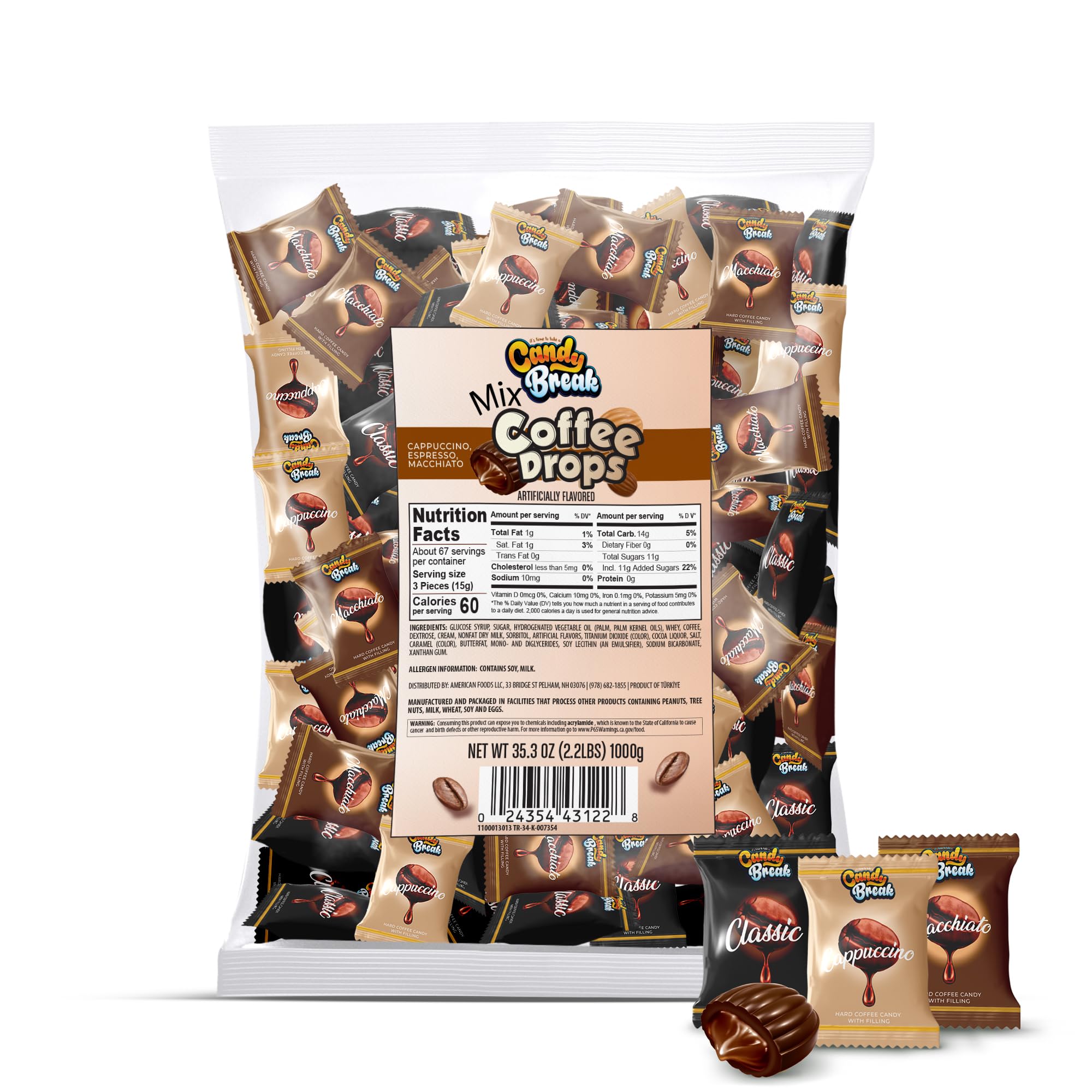 Candy Break Coffee Drops Macchiato center with a creamy filling and bold flavor.
