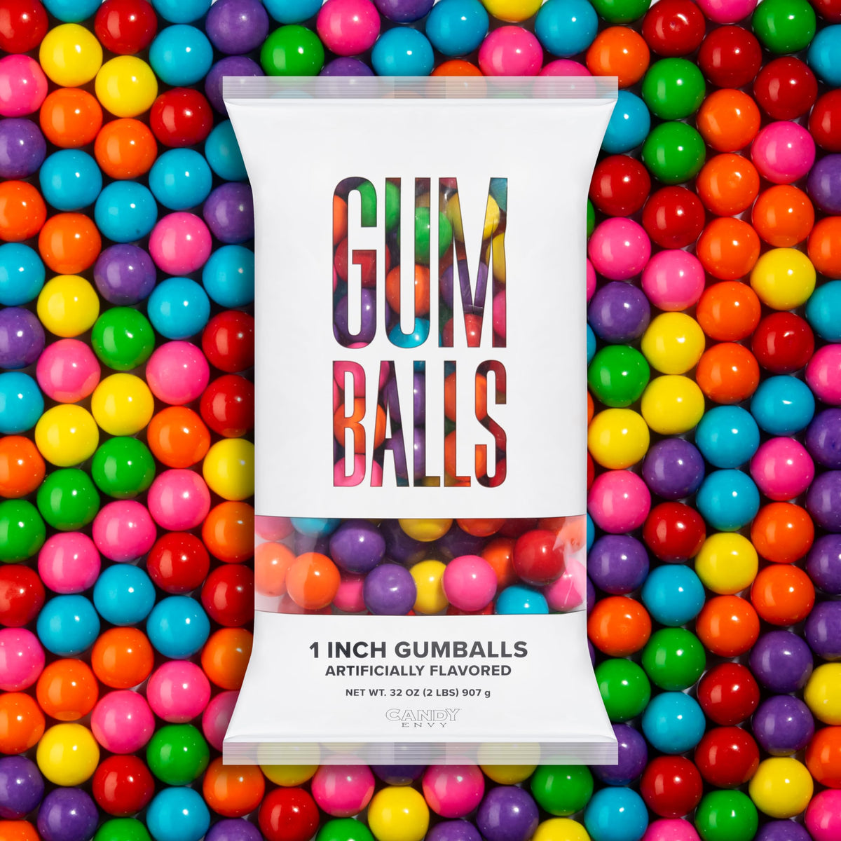Candy Envy assorted gumballs in a 1-inch bag for party snacking