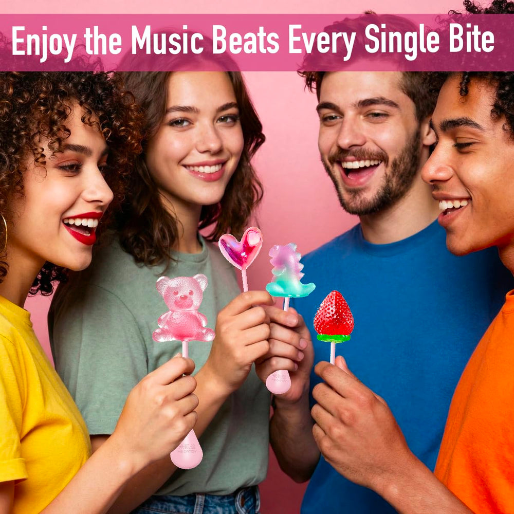 Candy Master MeCandy 4D Play Button lollipop; quick music access.