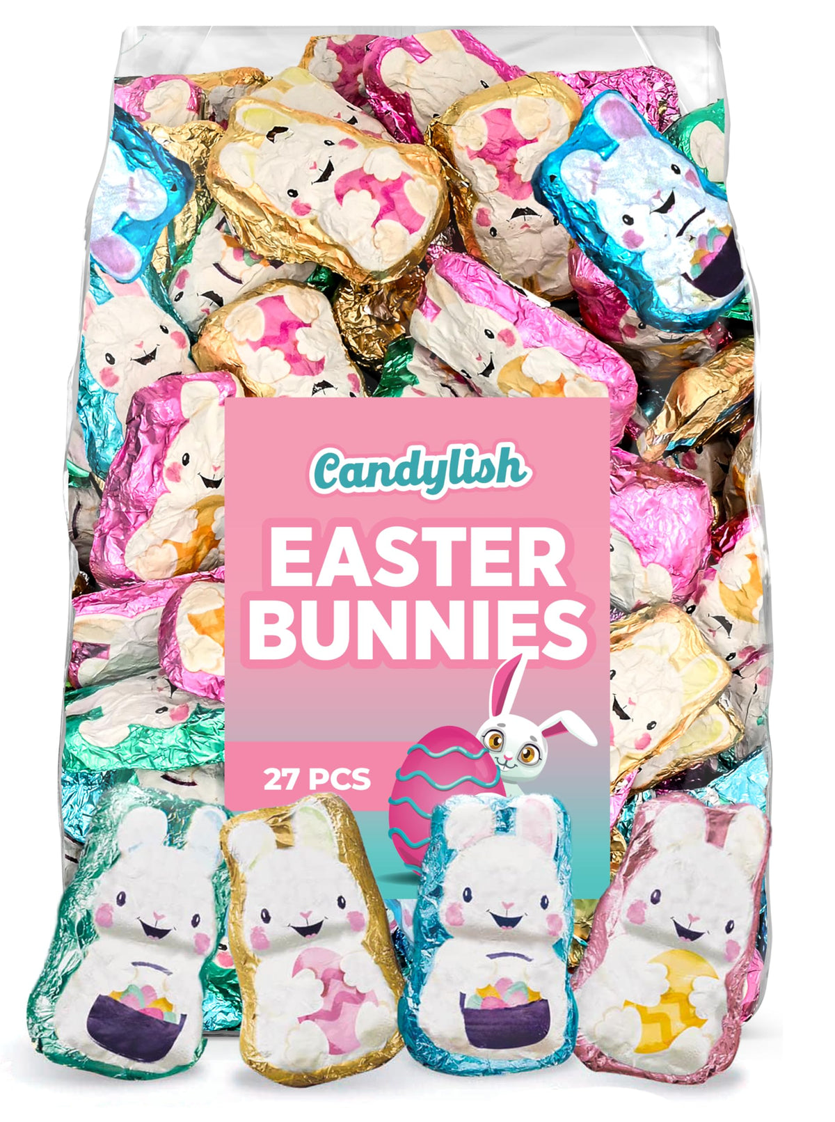 Candylish Easter bunny chocolates 27-pack, ideal for filling Easter baskets.
