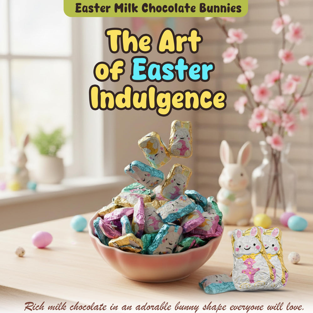 Candylish individually wrapped bunnies, preserving freshness for sharing at parties.