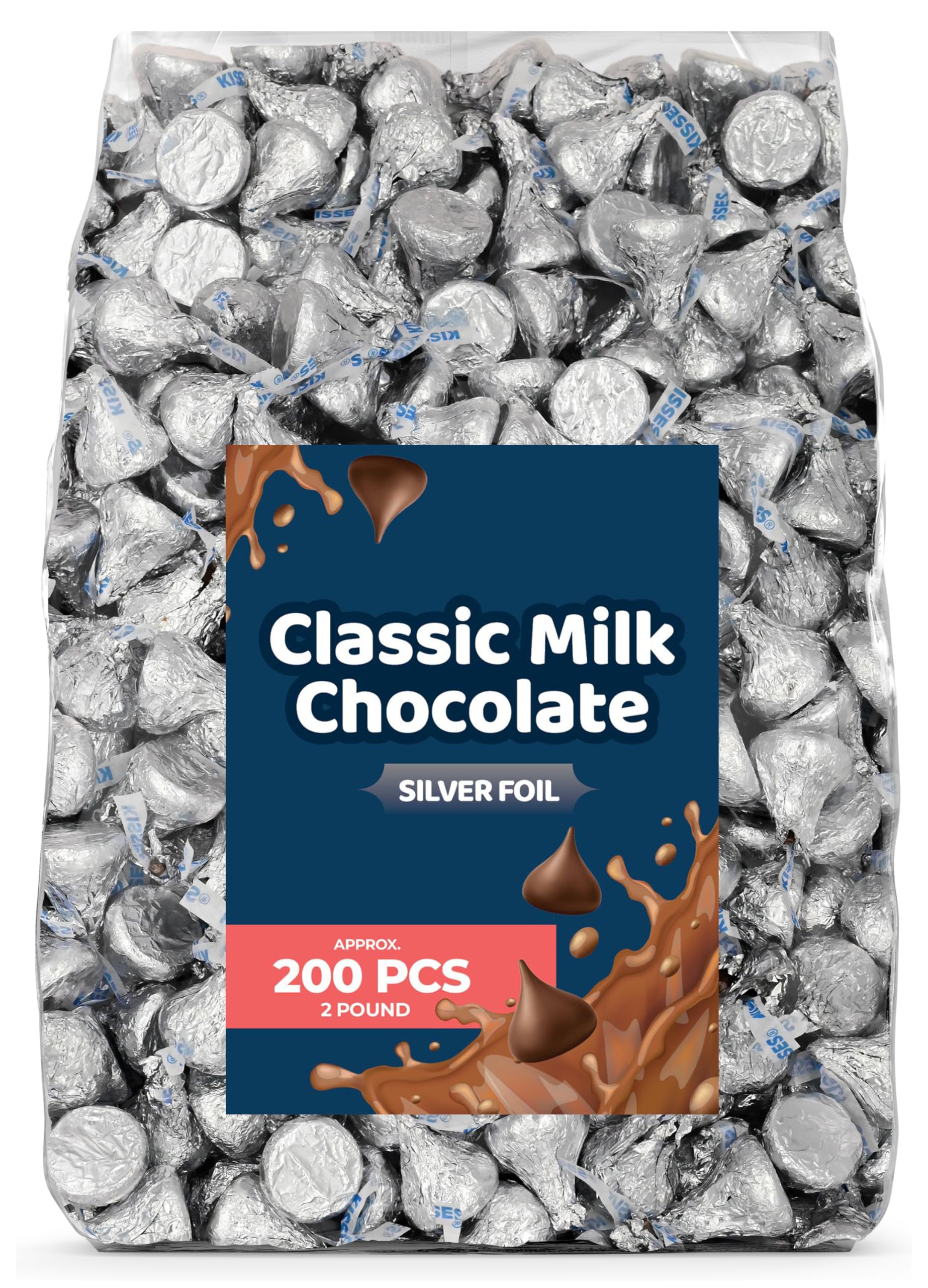 Candylish milk chocolate in silver wraps, ideal for gifting and dessert displays.