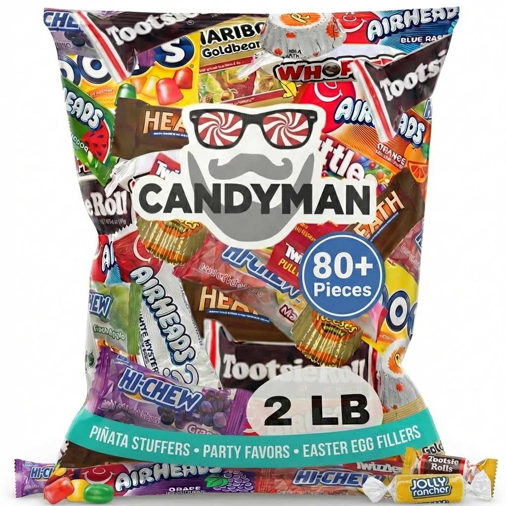 Candyman bulk candy variety pack with 80+ pieces for party bowls and piñata filling.