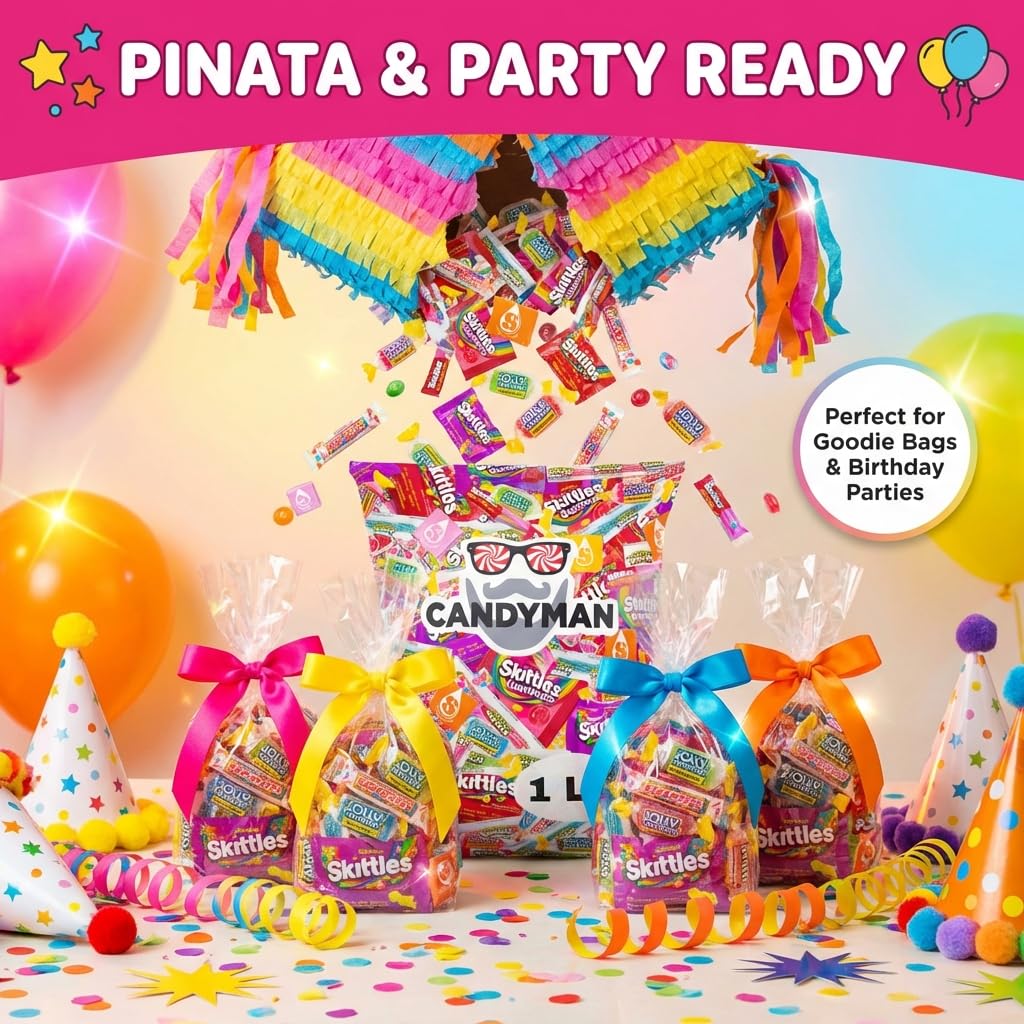 Candyman Candy Mix candy buffet spread with rainbow colors.
