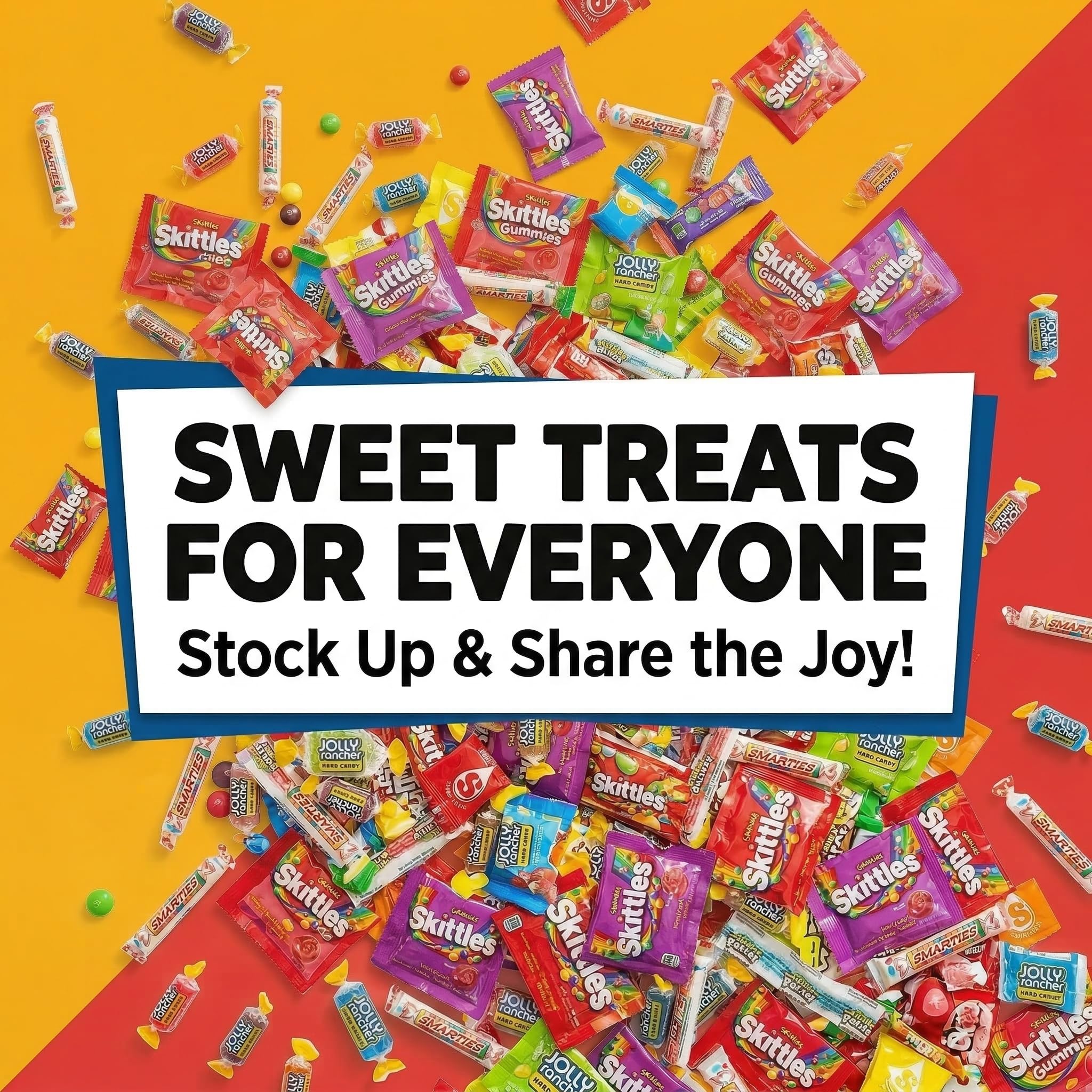 Candyman colorful candy buffet display for weddings, offices, and classrooms.