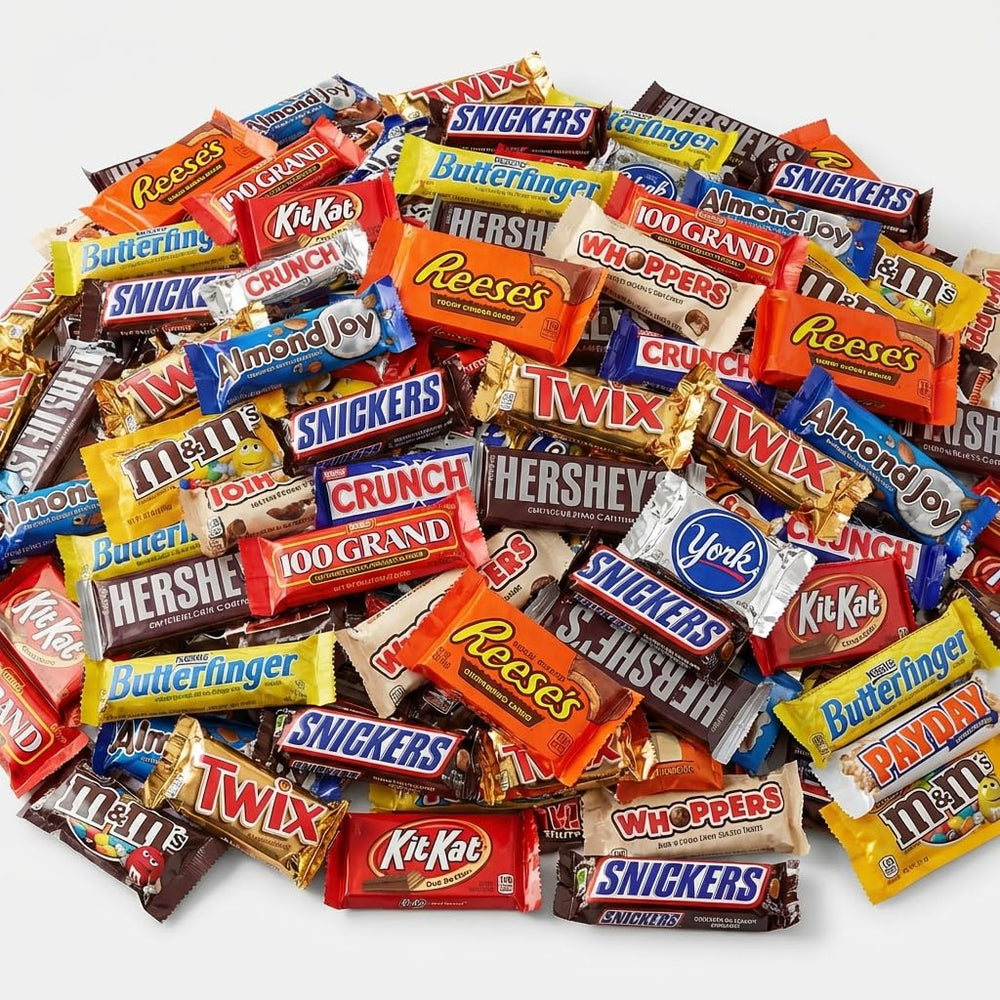 Candyman individually wrapped chocolate bars offer portable variety for parties.