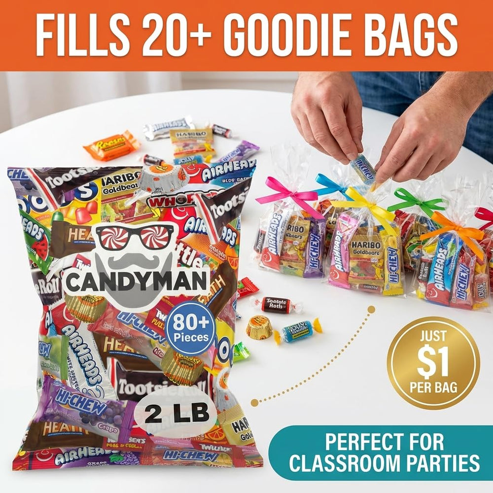 Candyman party favors candy pack provides shareable bites for celebrations.