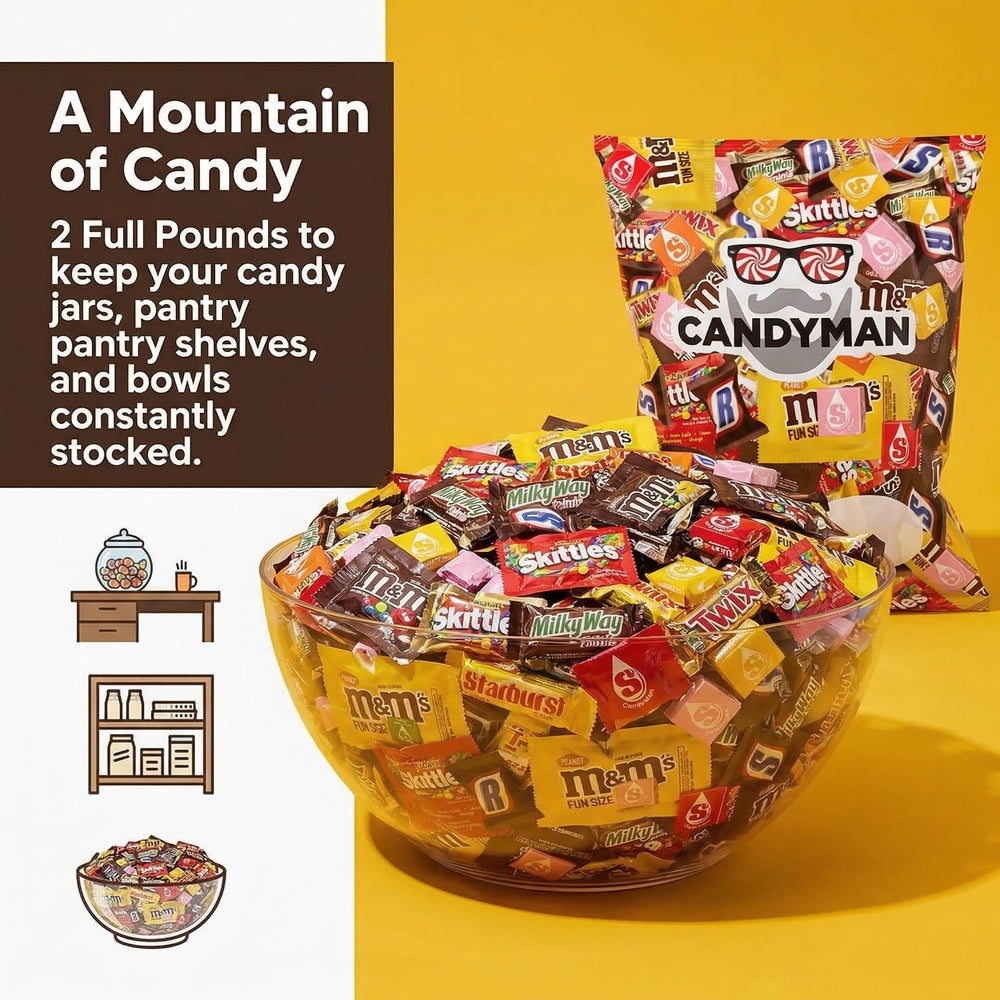 CANDYMAN party favors table setup adds color and variety.