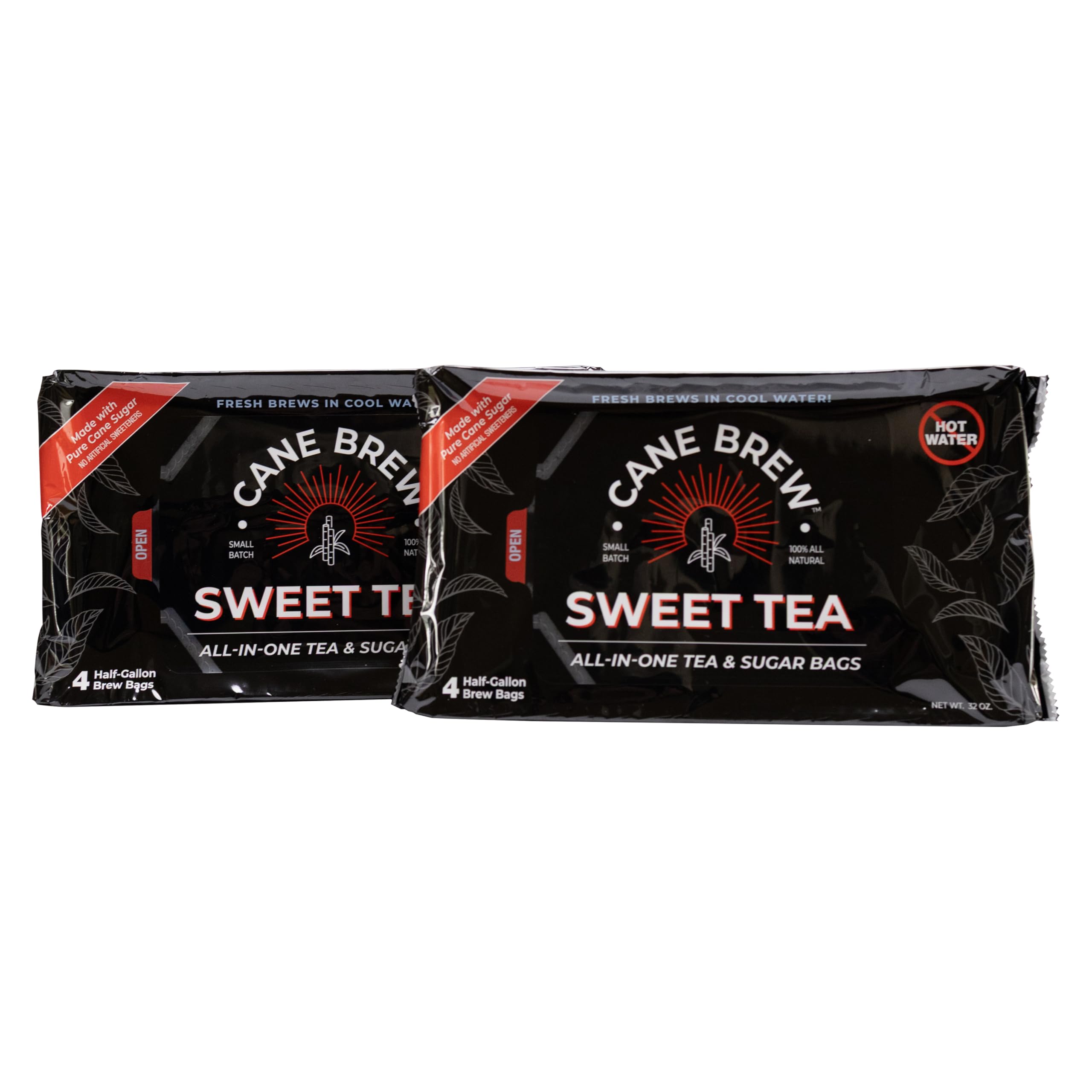 Cane Brew Sweet Tea bags in box for quick, mess-free brewing.