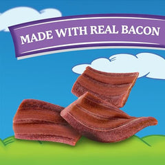Canine Carry Outs Bacon Flavor pieces from real bacon tempt dogs during snacks.