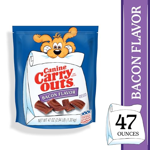 Canine Carry Outs Bacon Flavor soft-chewy treats ideal for training sessions.