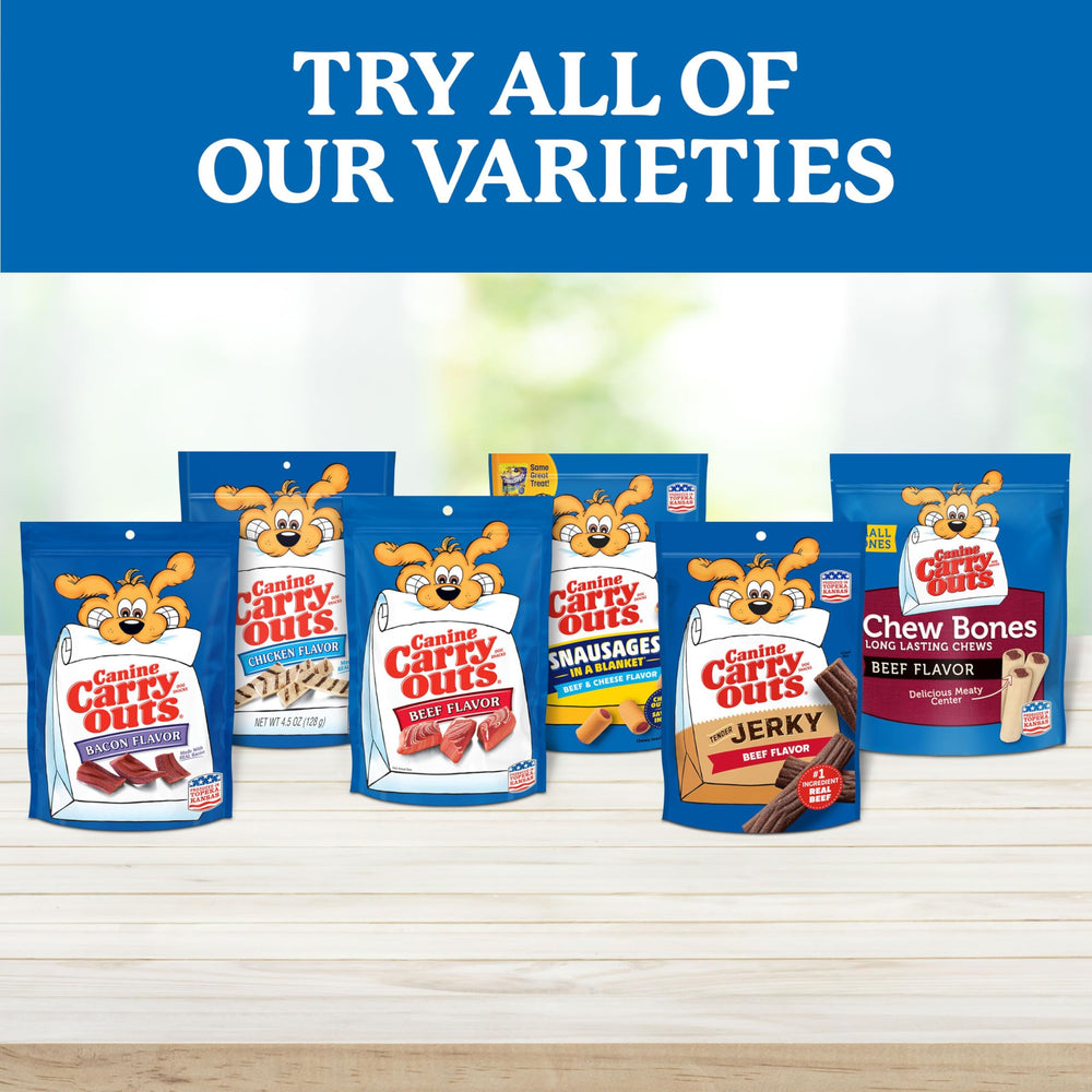 Canine Carry Outs Bacon Flavor training treats support positive reinforcement during practice.