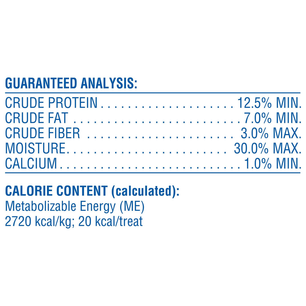 Label close-up of Canine Carry Outs beef-cheese flavor bag