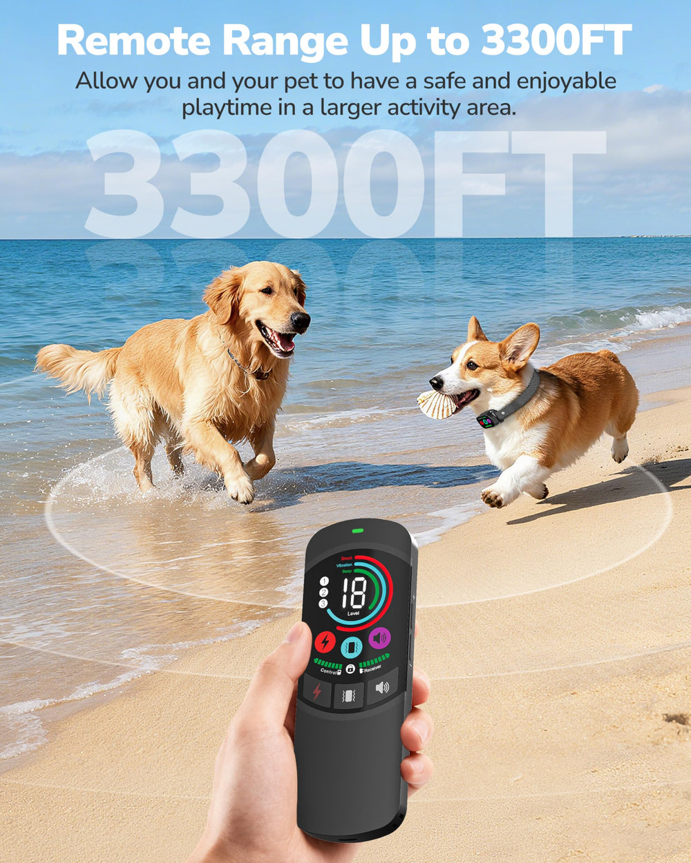 Canivix collar range up to 3300 feet for yard and park training.
