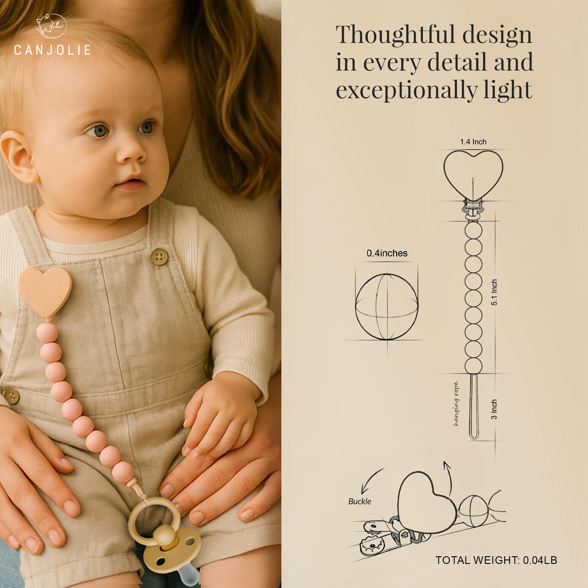 Sturdy wood clip attaches securely to clothing for reliable use.