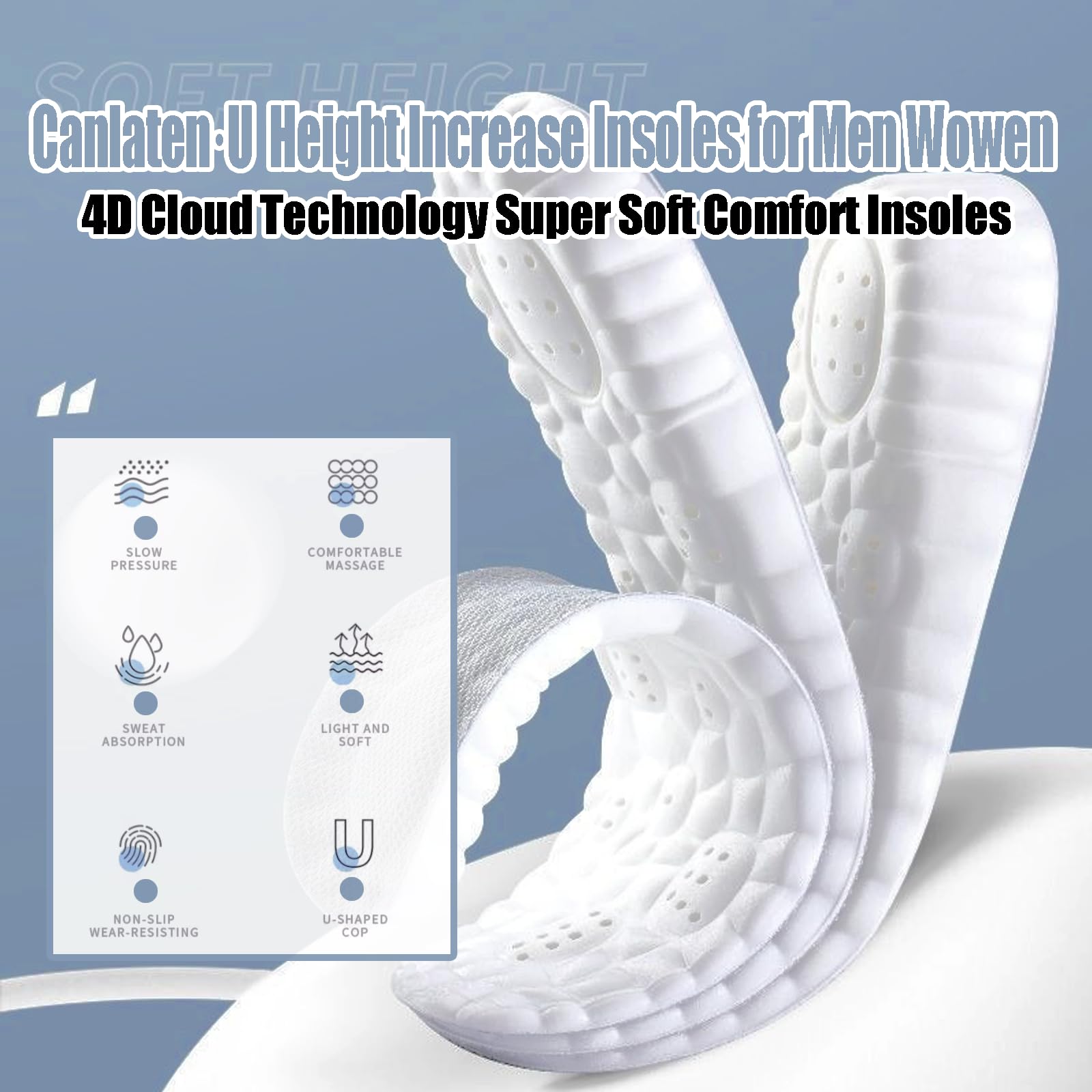 Canlaten·U memory foam insole heel cushion