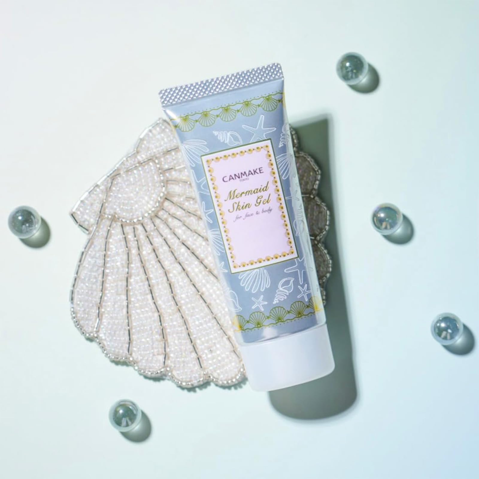 CANMAKE Mermaid Skin Gel 01 on-skin swatch shows light, non-sticky finish