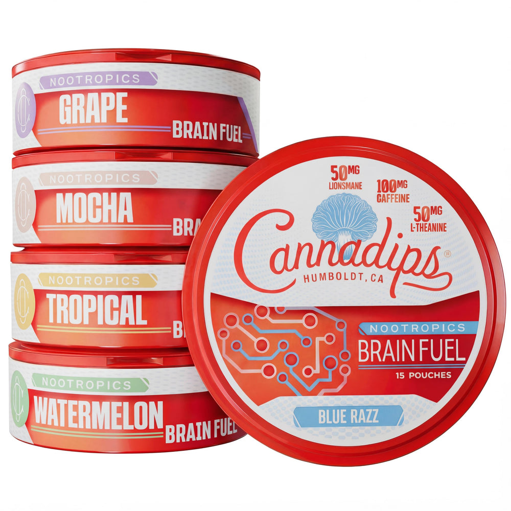 Cannadips Brain Fuel Variety Pack front view for on-the-go cognitive energy
