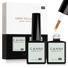 CANNI 2-pcs no-wipe top coat bottle closeup for a glossy finish