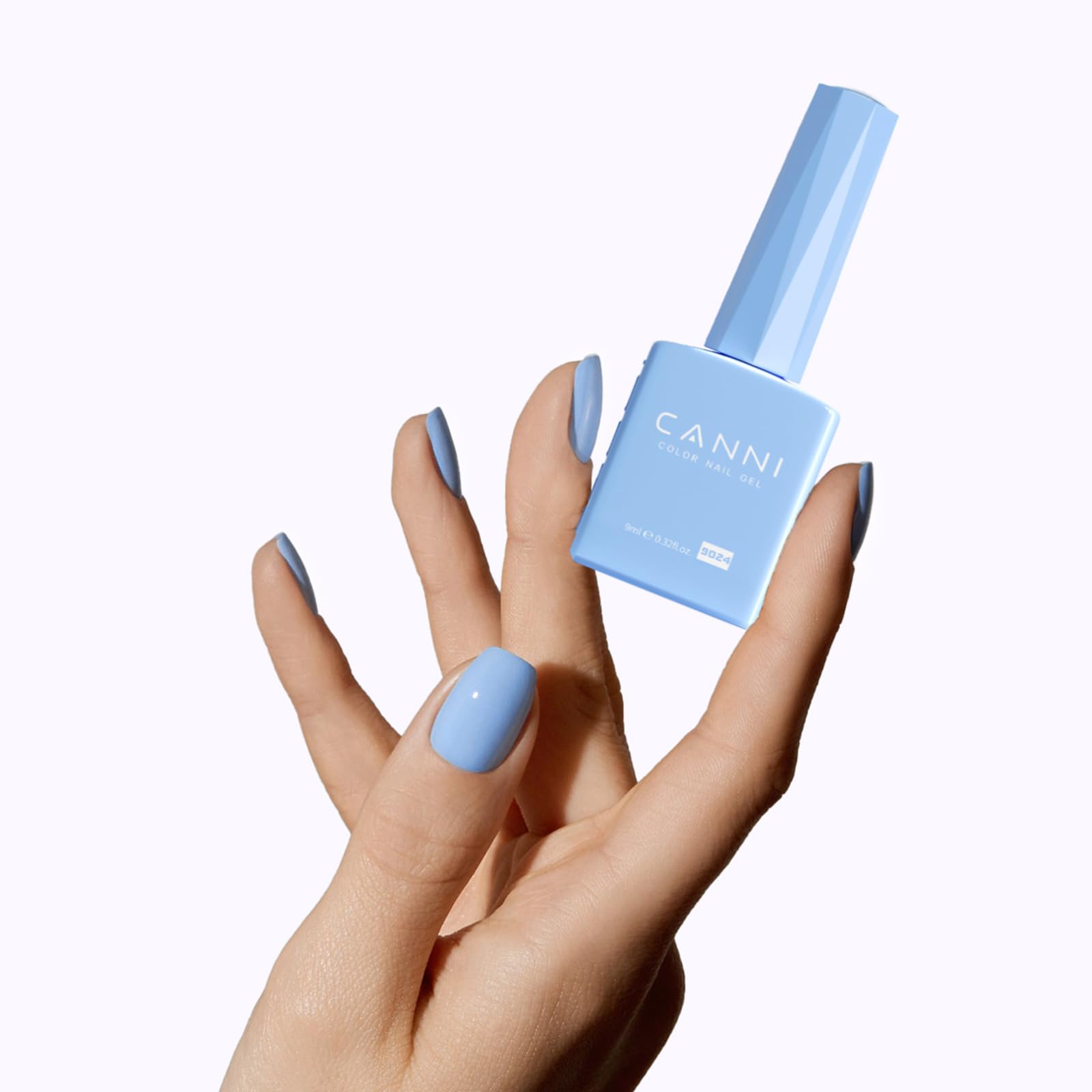 CANNI Baby Blue gel polish used in at-home manicure