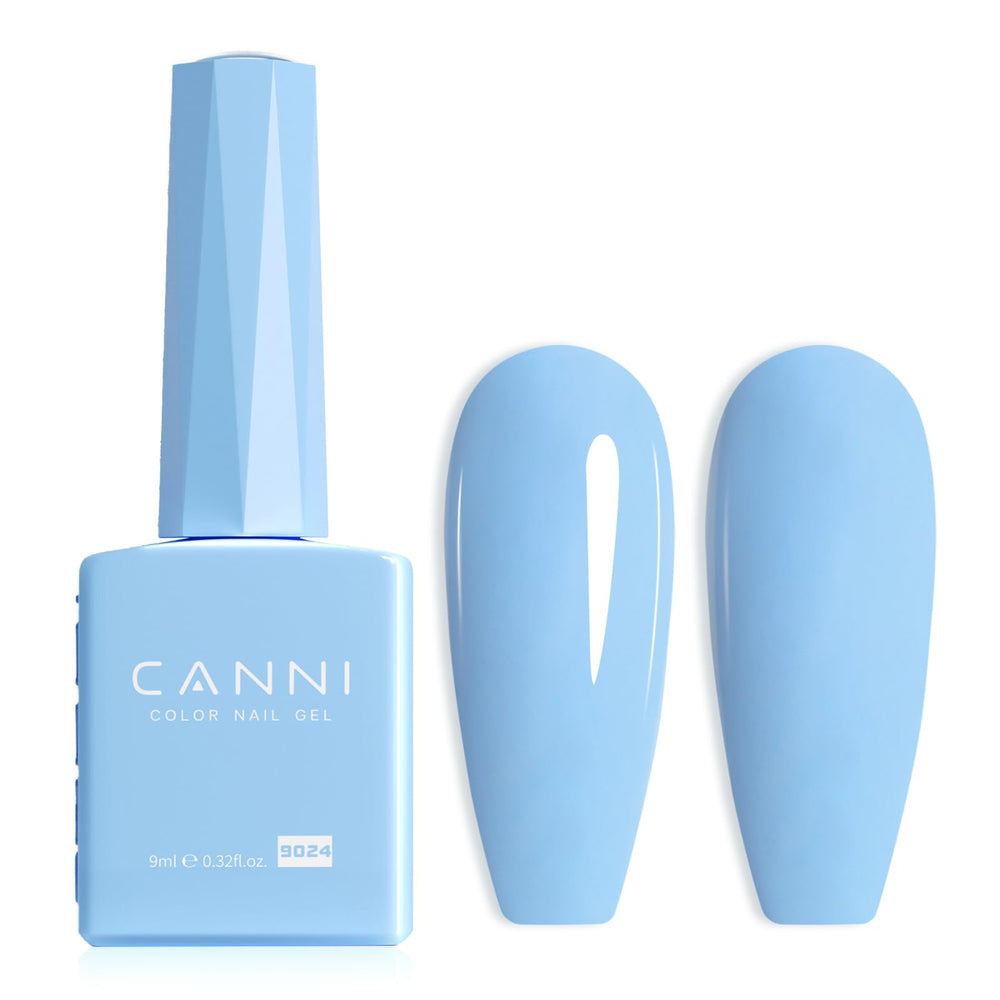 CANNI Baby Blue gel polish bottle closeup showing true color for accurate application