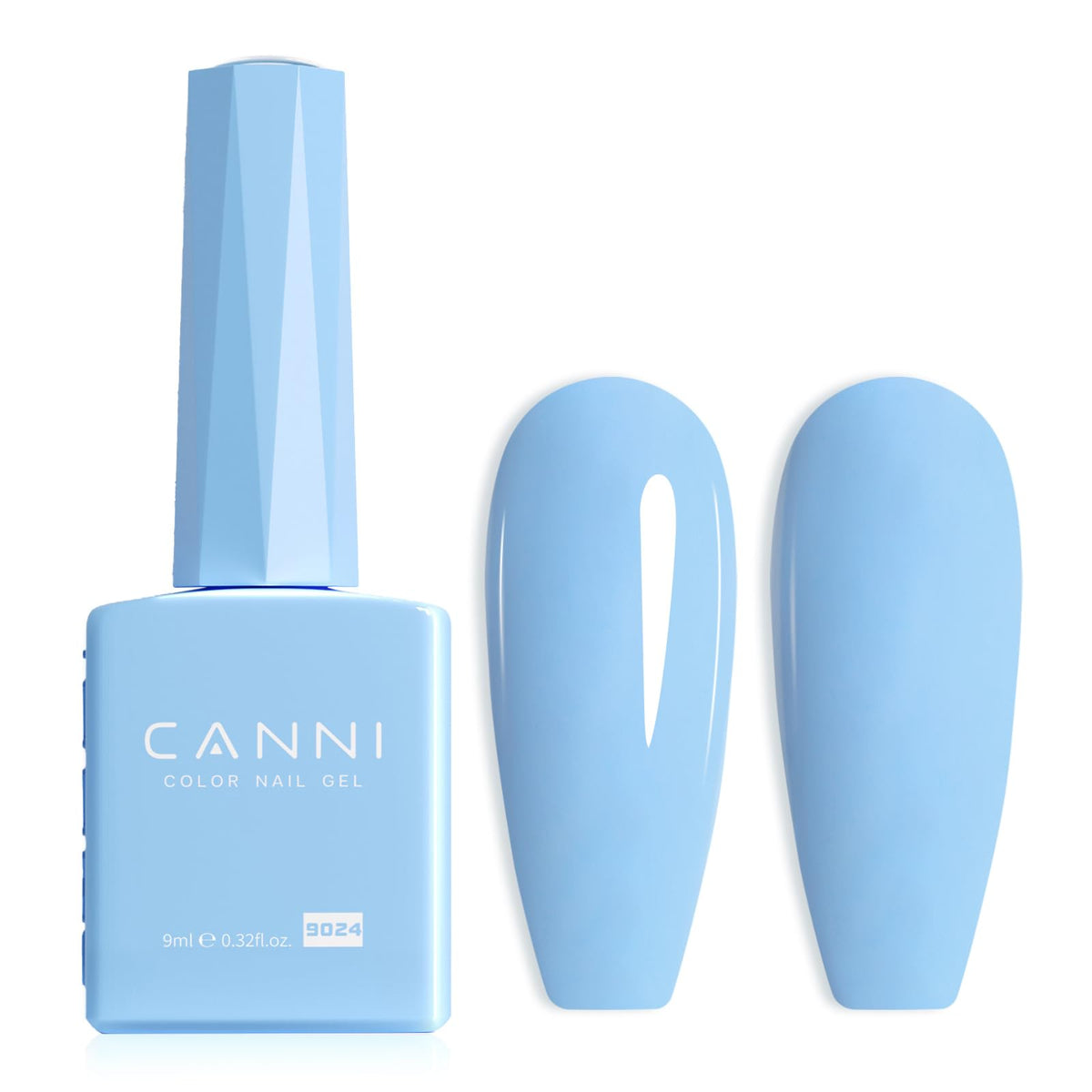CANNI Baby Blue gel polish bottle closeup showing true color for accurate application