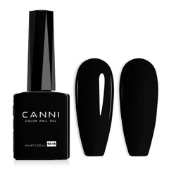 CANNI black gel polish bottle front showing a glossy, true black finish