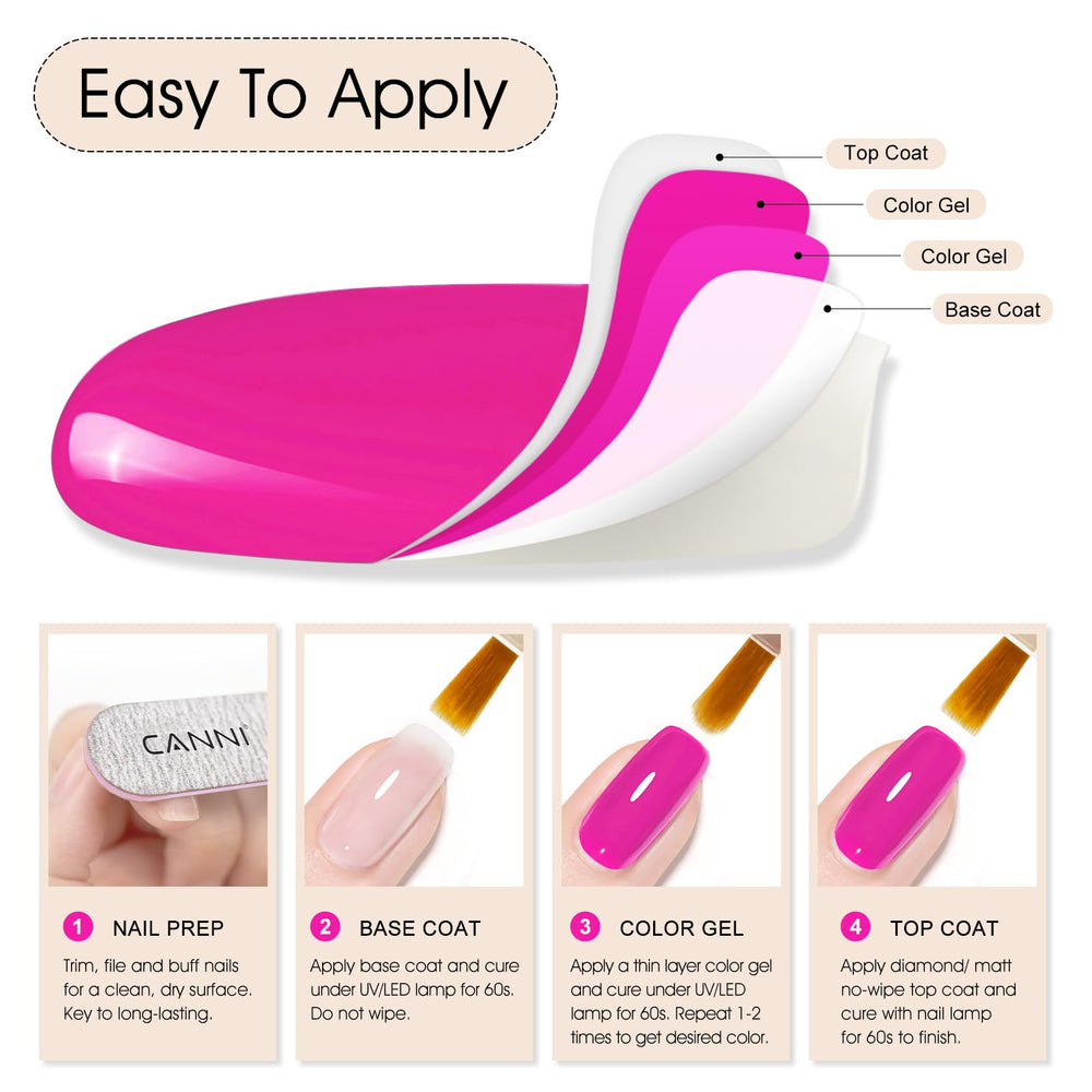 CANNI Hot Pink Gel Polish label highlights toxin-free, low-odor formula.