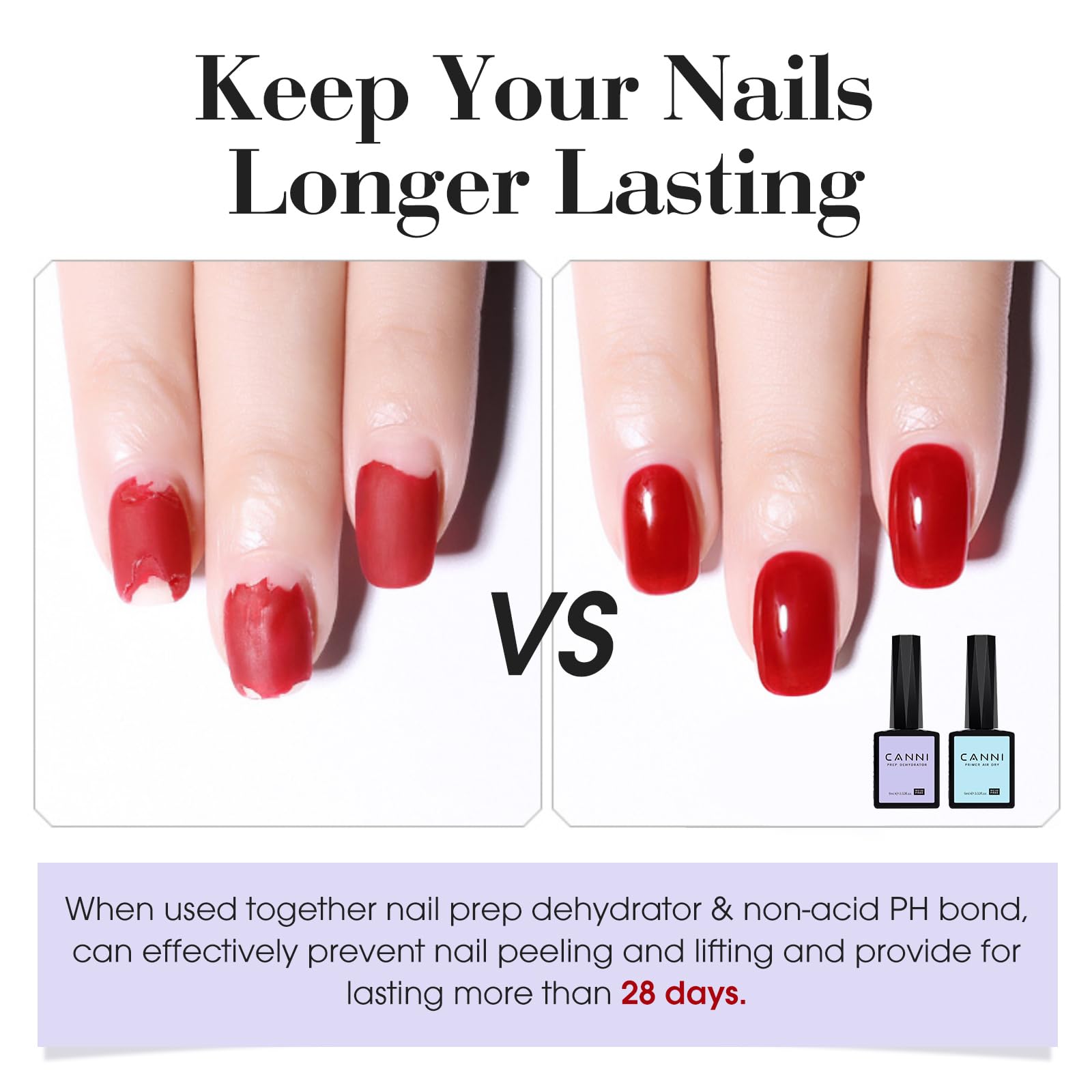 CANNI nail primer bottle applying a smooth foundation.