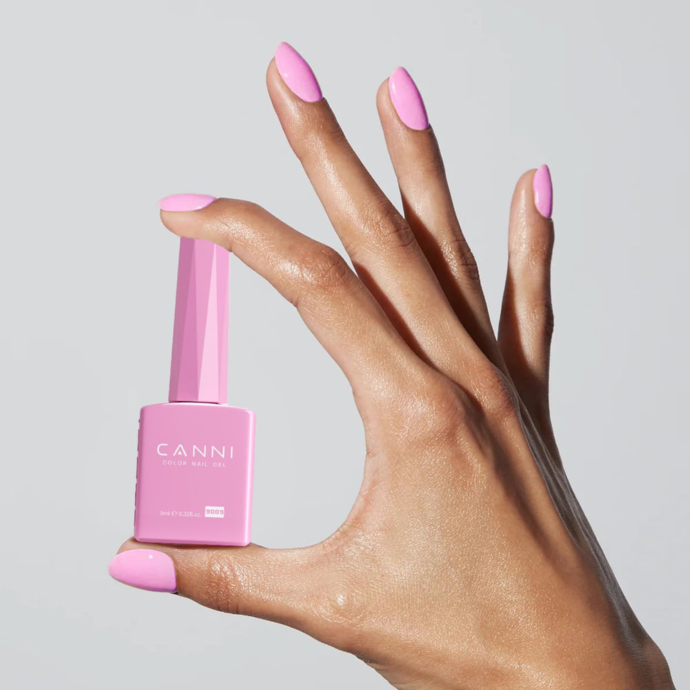 CANNI pink gel nail polish swatches reveal consistent opacity and true color in daylight