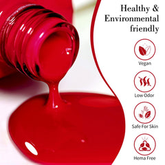 CANNI red gel nail polish bottle closeup highlighting high gloss and color.
